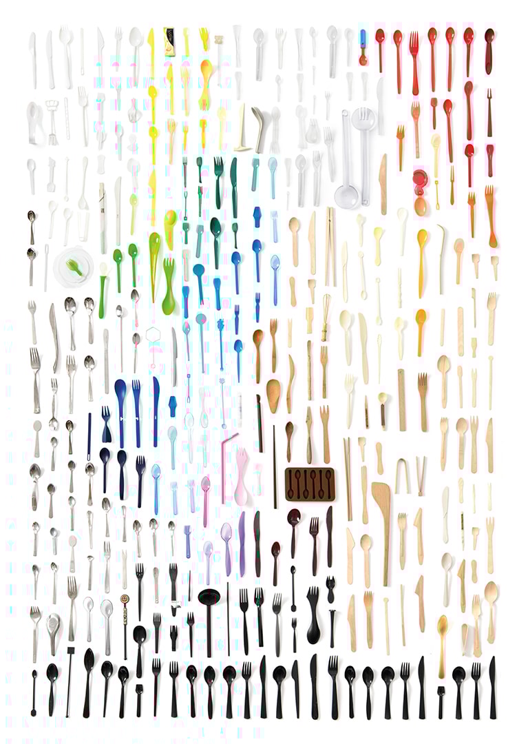 a vast collection of disposable spoons